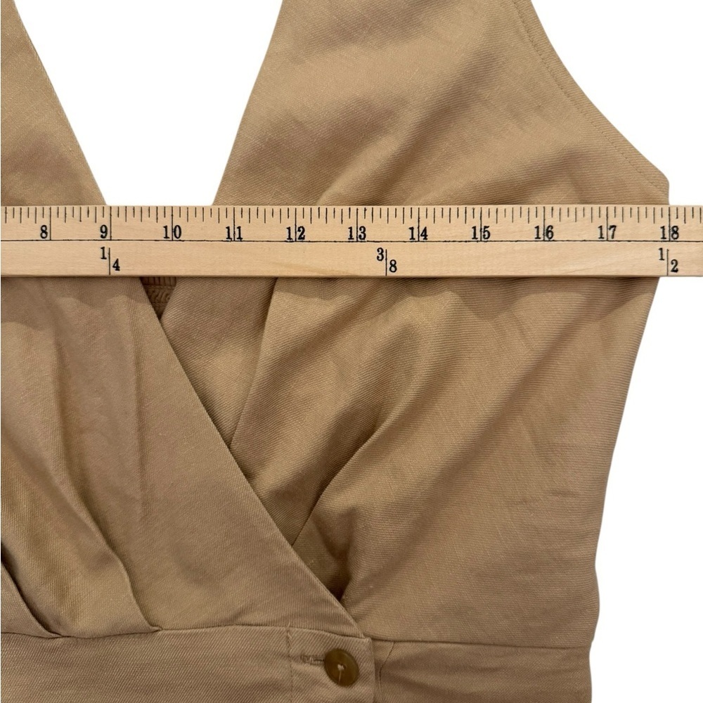 Anthropologie Linen Halter Wrap Dress Tan Size Large NWT - Picture 8 of 9